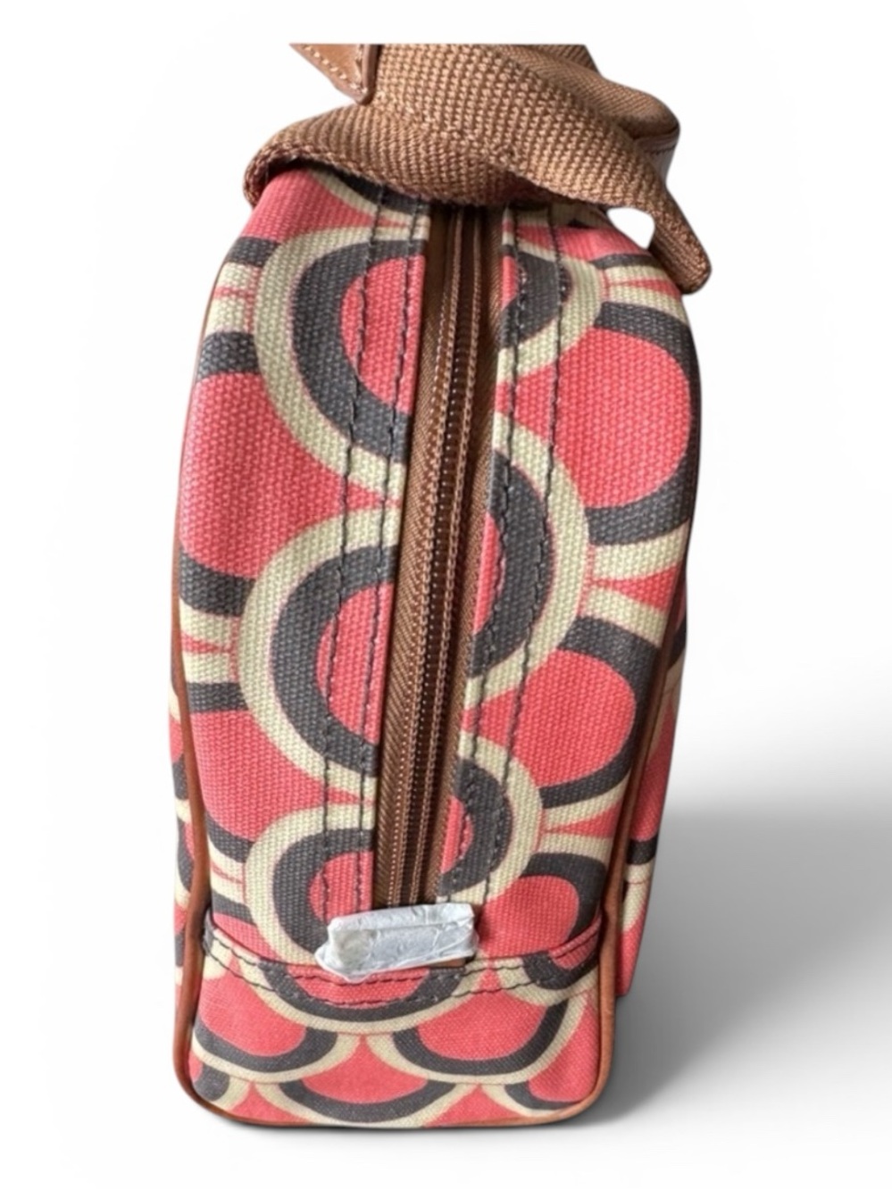 Halsea Kona Koi Coated Canvas Train Cosmetic Case Coral NWT Travel Makeup Bag - Picture 3 of 8